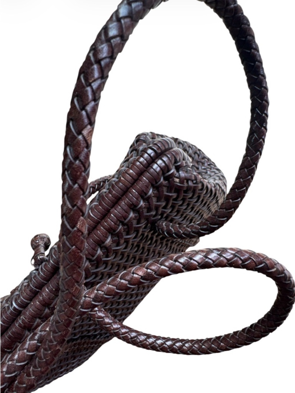 MONSAC Italian Luxury Woven Leather Top-Handle Shoulder Tote Bag Brown Y2K 11x8 - Picture 7 of 11